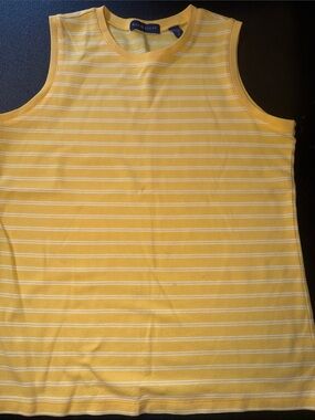 Karen Scott Yellow and White Striped Sleeveless Knit Tank medium